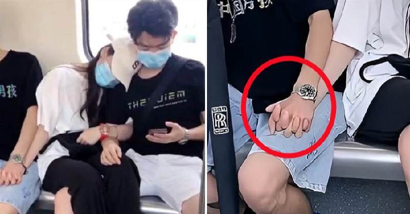 捷運3人行「正妹左牽右抱」兩男！得知「3人關係」網傻眼：難怪都戴口罩…