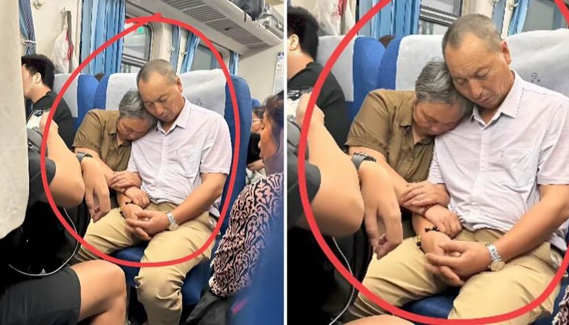 火車上偶遇一對老夫妻依偎而眠！網友卻放大照片急喊：快報警，他們身份不簡單…