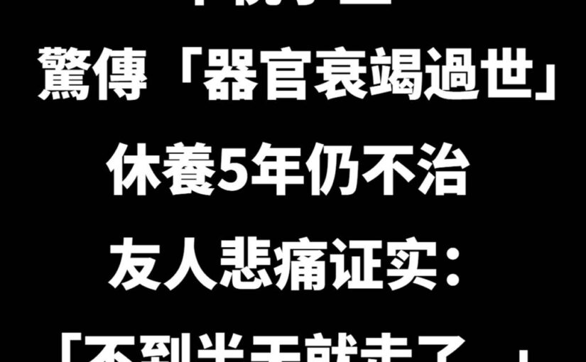 中視小生驚傳「器官衰竭過世」休養5年仍不治，友人悲痛「不到半天就走了」生前對話曝光