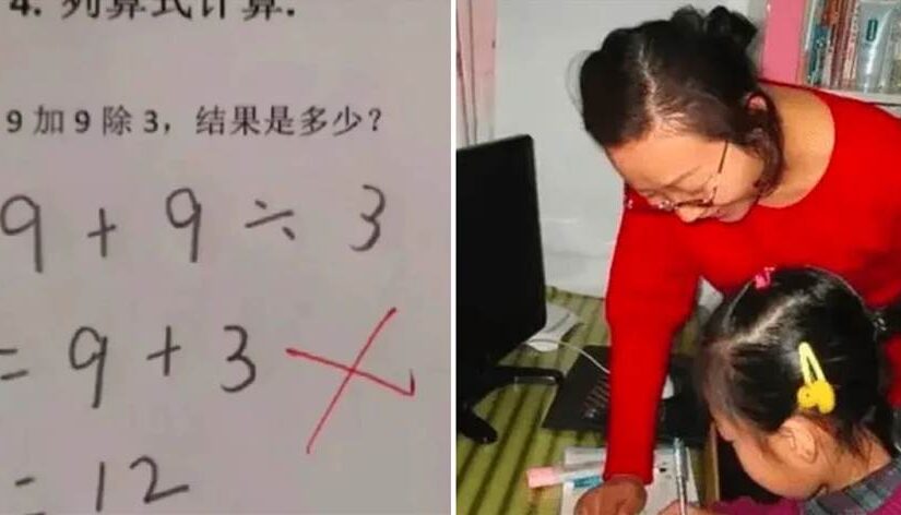 我女兒哪錯了！國小三年級數學題：「9+9÷3=12」被老師打叉，家長質問老師「反被打臉…」：好好審題