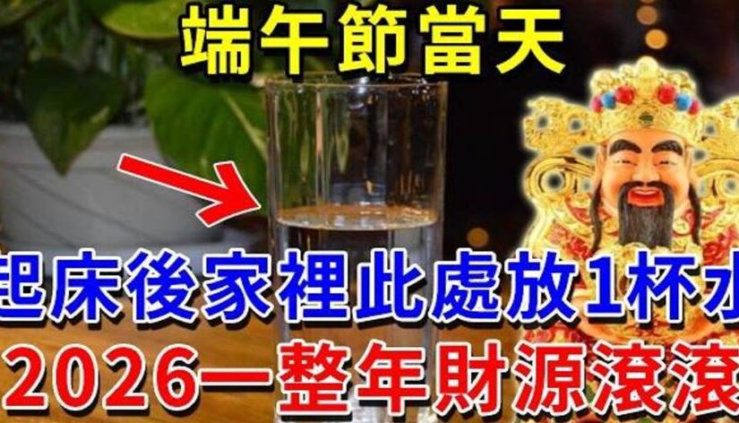 不可思議！6月19日端午節，起床後家裡此處放1杯水，2026一整年財源滾滾！