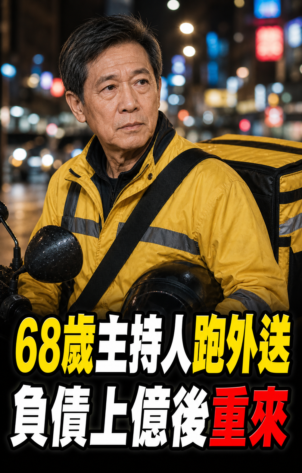 68歲主持人曾負債上億,放下身段跑外送背後有句真心話