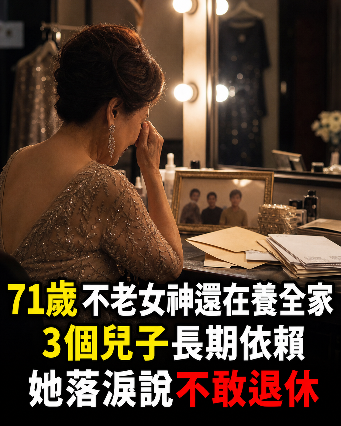 71歲不老女神被爆還在養全家,3個兒子長期依賴,她失控落淚說不敢退休