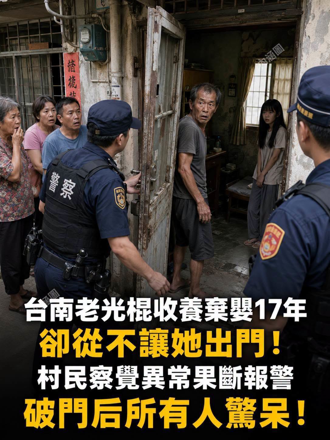 台南男子照顧女孩17年,長年不讓她外出,村民察覺異常後通報,真相讓人震驚