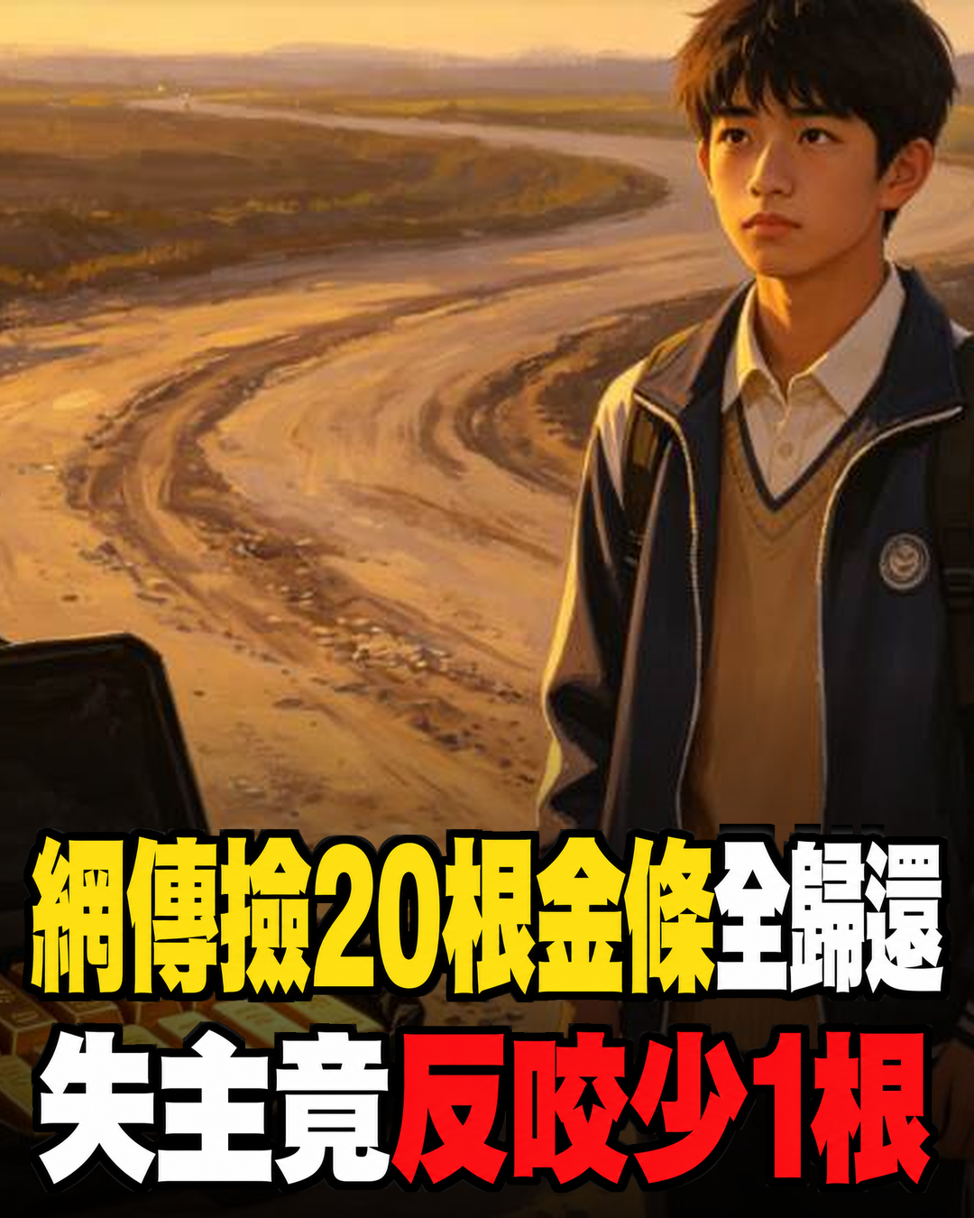網路故事裡花蓮學生撿到20根金條堅持歸還,失主反咬少1根,他一句「那就報案」翻轉局面