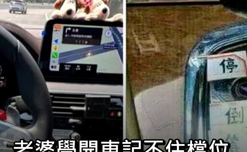 老婆剛學開車記不住檔位，丈夫貼上「創意標籤」，最後一檔笑翻全網