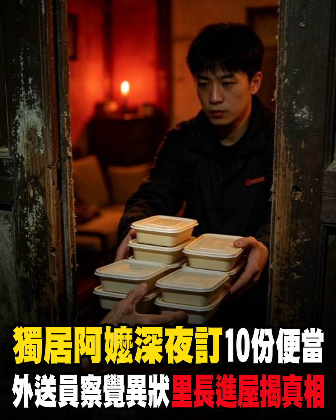 臺南獨居阿嬤每天深夜訂「十份便當」,外送員察覺異狀通報里長,進屋後看見真相