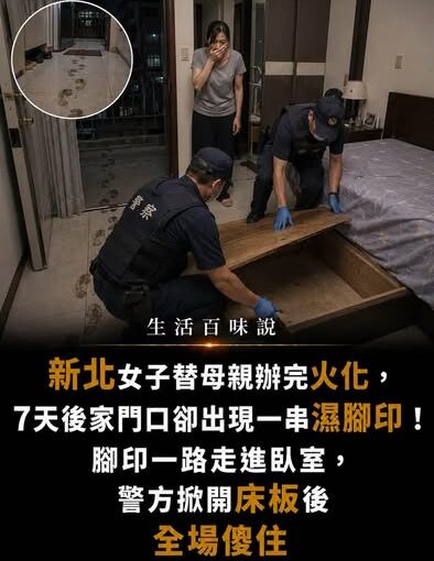 新北女子替母親辦完火化，7天後家門口竟出現一串濕腳印，警方掀開床板後所有人全看傻了