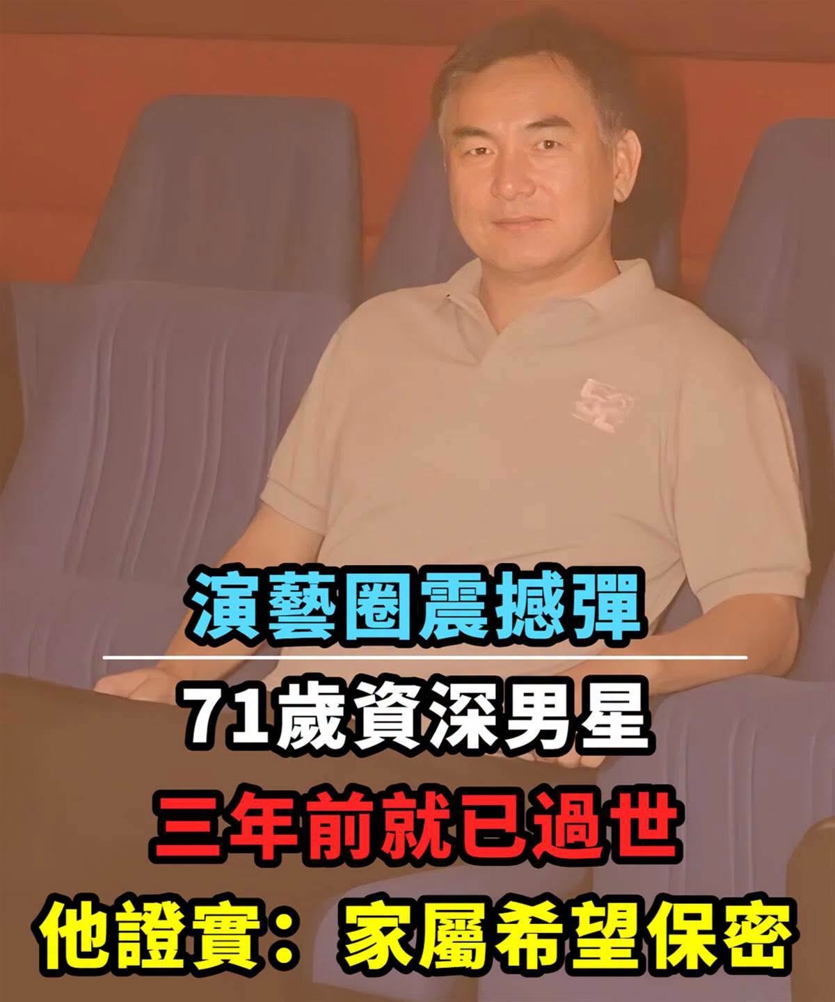 演藝圈傳出消息！資深男星元奎三年前離世，好友證實「家屬希望低調保密」