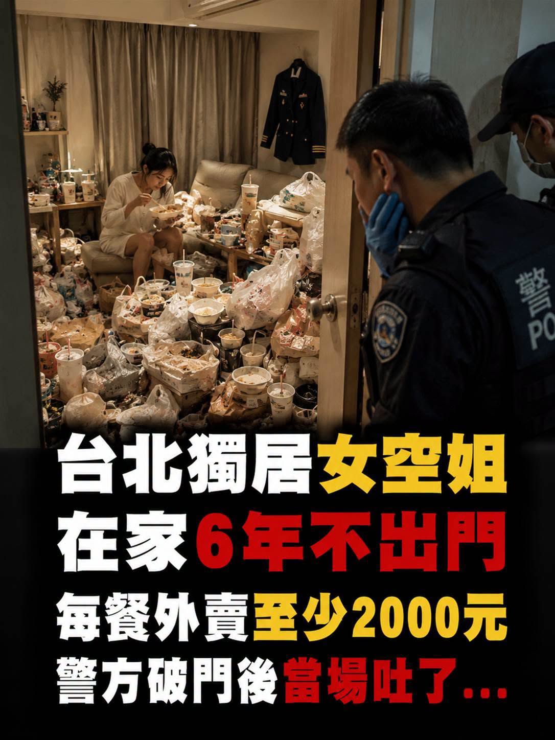 獨居女子6年幾乎不出門,每餐外送花逾2000元,警方上門後揭開她藏在屋內的秘密