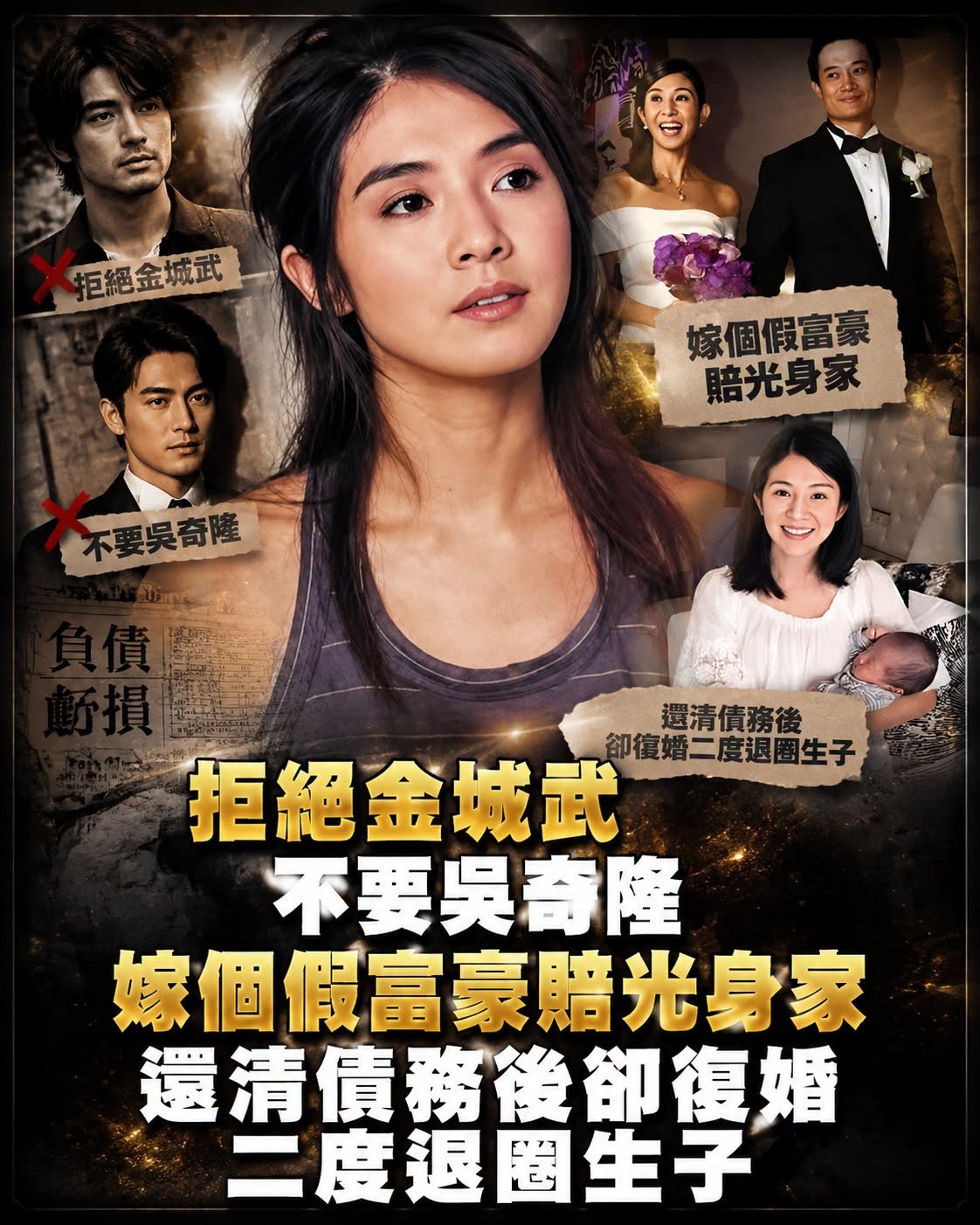 拒絕金城武,不要吳奇隆,嫁個「假富豪」賠光身家,還清債務後卻「復婚」二度退圈生子,粉絲直呼:名副其實的戀愛腦