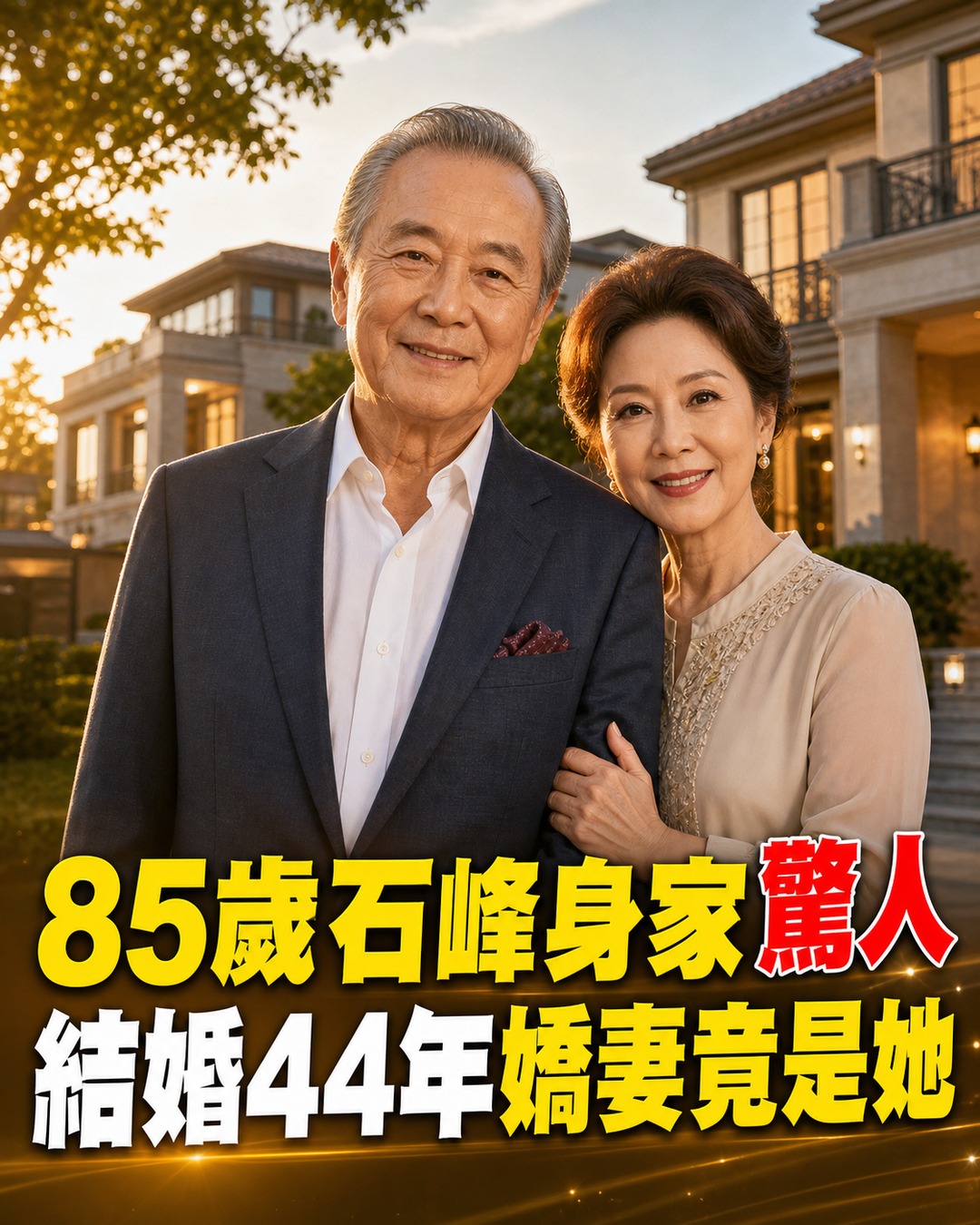 85歲石峰真實身家驚人,結婚44年嬌妻竟然是她,6棟豪宅曝光讓人意外