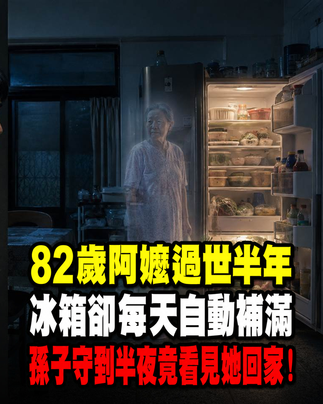 臺南82歲阿嬤過世半年, 家中冰箱卻每天自動補滿,孫子守到半夜竟看見她親自回家!