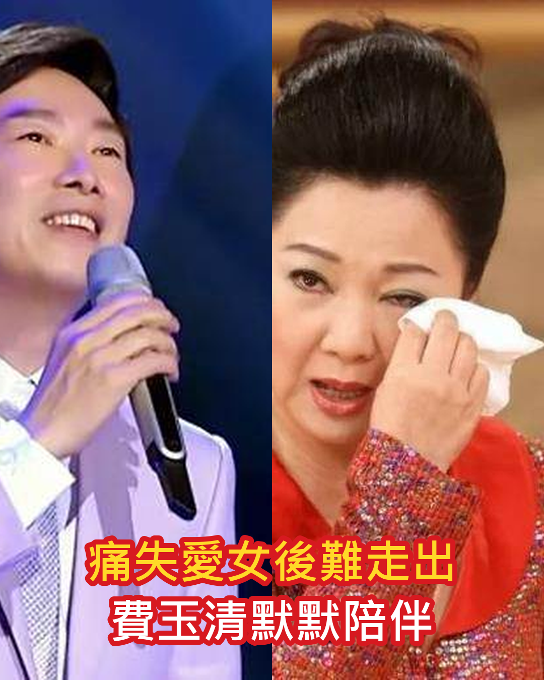 白冰冰痛失愛女後一度走不出來,費玉清帶她上山,回程時她終於放聲大哭