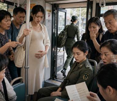 女軍人拒不給孕婦讓座,遭全網譴責,下車後留下紙條,開啟後所有人愣住!
