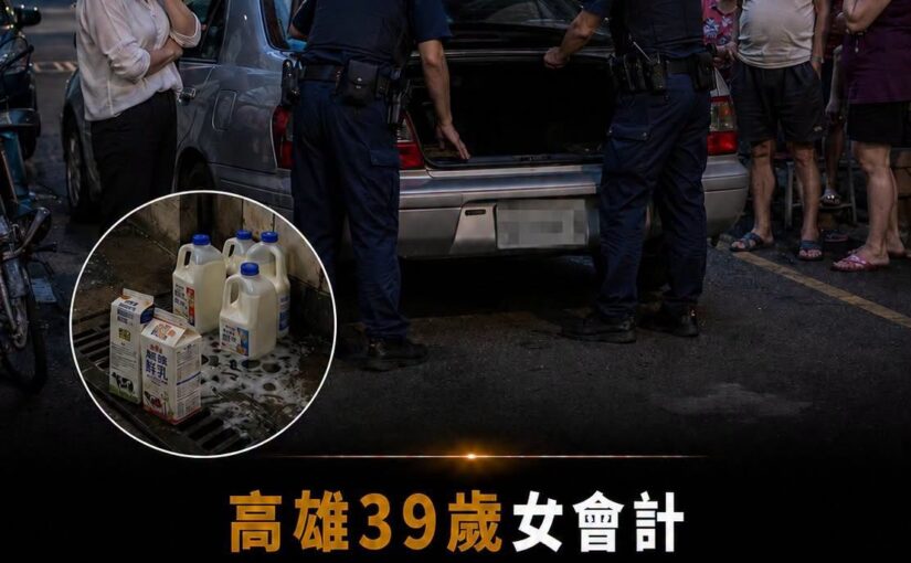 高雄39歲女會計每天凌晨倒掉20公升鮮奶！鄰居聞到怪味報警，警方掀開後車廂全愣住