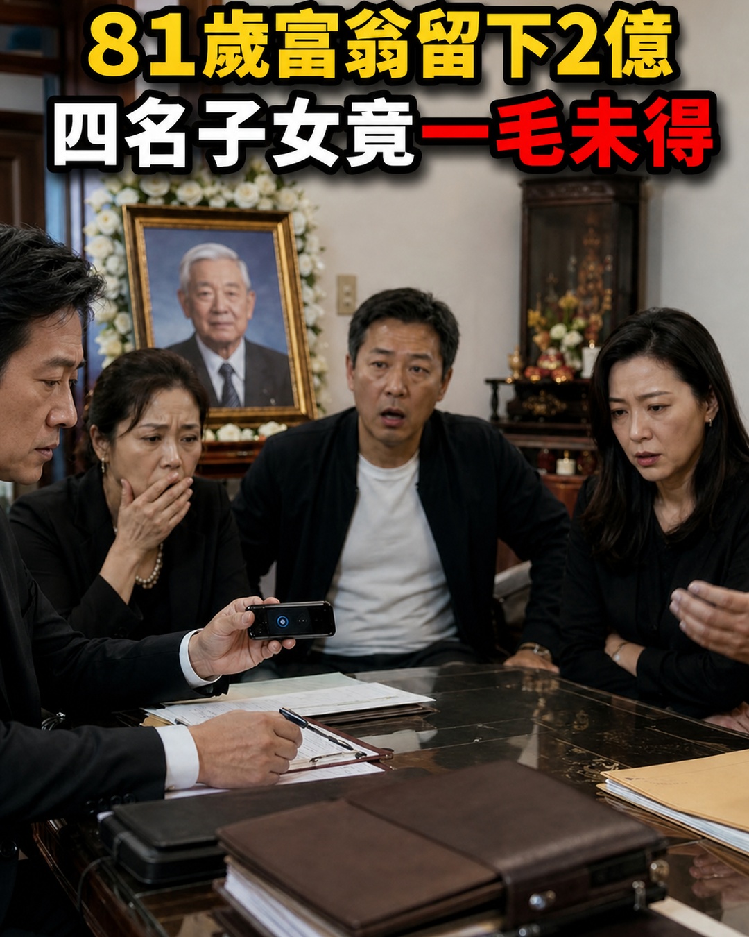 嘉義81歲富翁過世留下2億元，4個子女卻一毛都沒拿到！律師播放老人最後7分鐘錄音後，全家沒人再敢爭