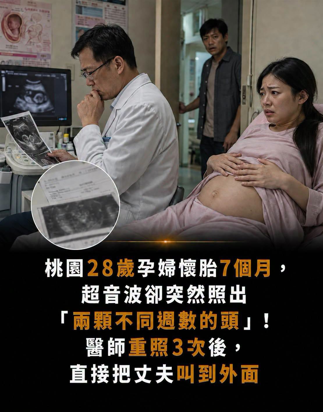 7個月孕肚出現第二顆較小胎頭，醫師重照3次後問丈夫過去病史，真相藏了6年