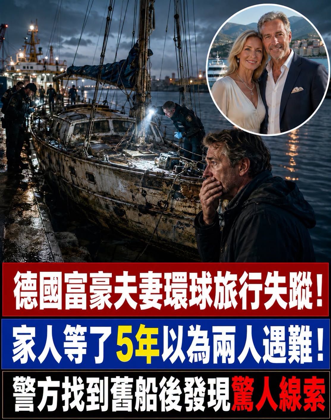 德國富豪夫妻環球旅行失蹤,家人等了5年以為遇難,舊帆船重現後案情急轉彎