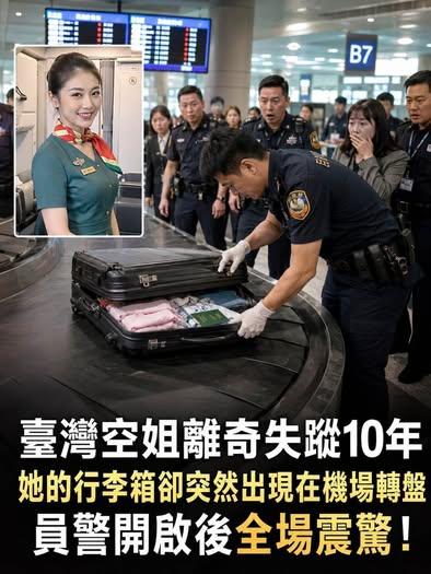台灣空姐離奇失蹤10年,她的行李箱卻突然出現在機場轉盤,員警開啟後全場震驚!