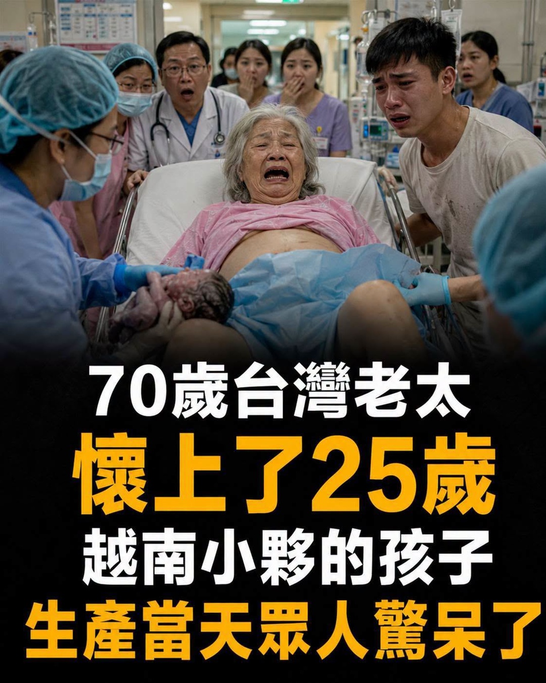 台灣南部一個漁村傳出驚人消息，70歲的阿香，竟懷上25歲越南青年阿明的孩子。相差45歲的兩人原本只是互相照應，最後卻在村民議論、家人反對與流言包圍下組成家庭。更沒想到的是，孩子出生後，真正改變他們命運的並不是年齡差距，而是一連串無法解釋的怪事。
