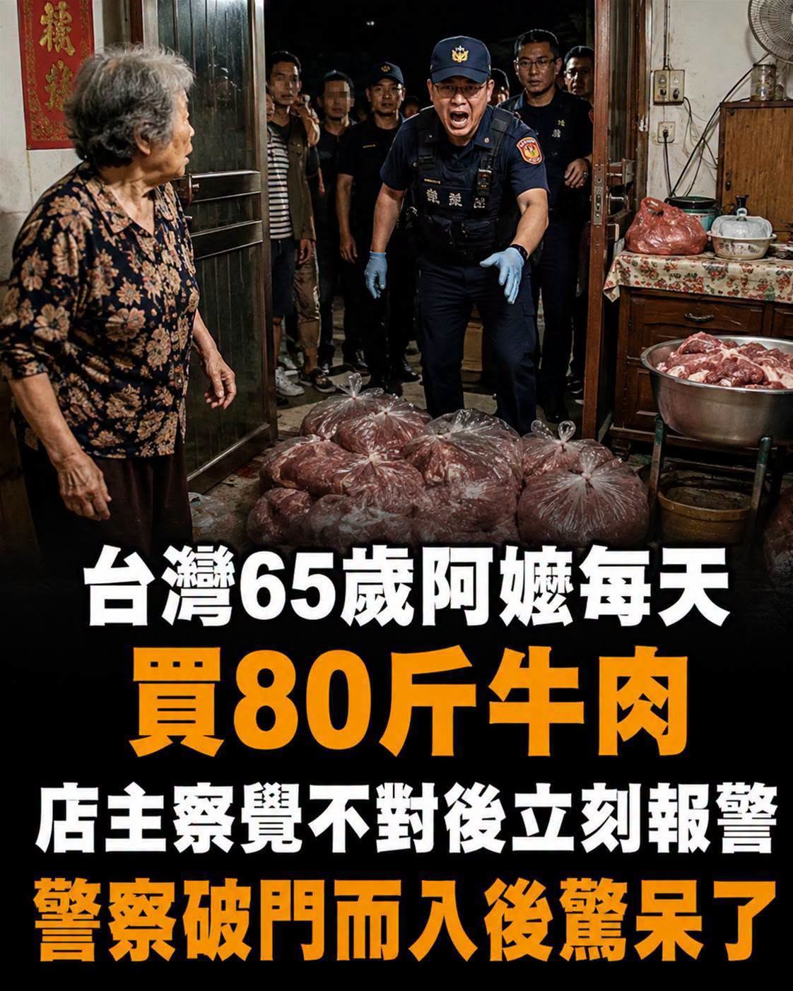 65歲阿嬤連買5天、每天80斤牛肉，兒子明明已殉職，肉販追進廢棄農場才發現不對