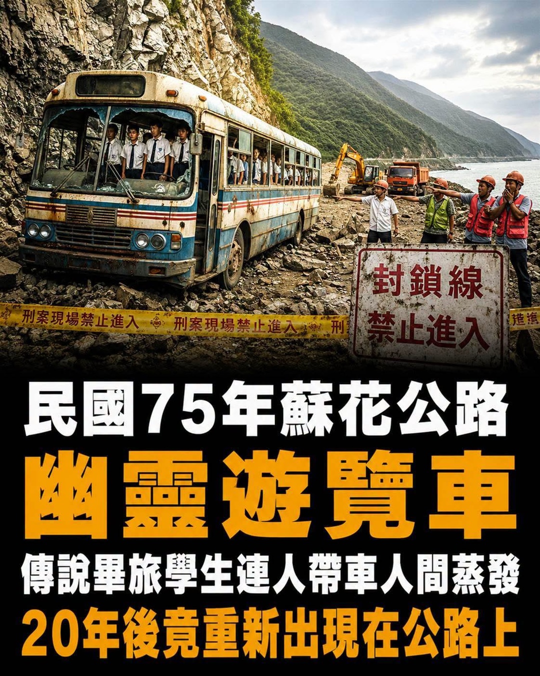 蘇花公路幽靈遊覽車傳說,30多名師生消失20年後,公路工程挖出線索