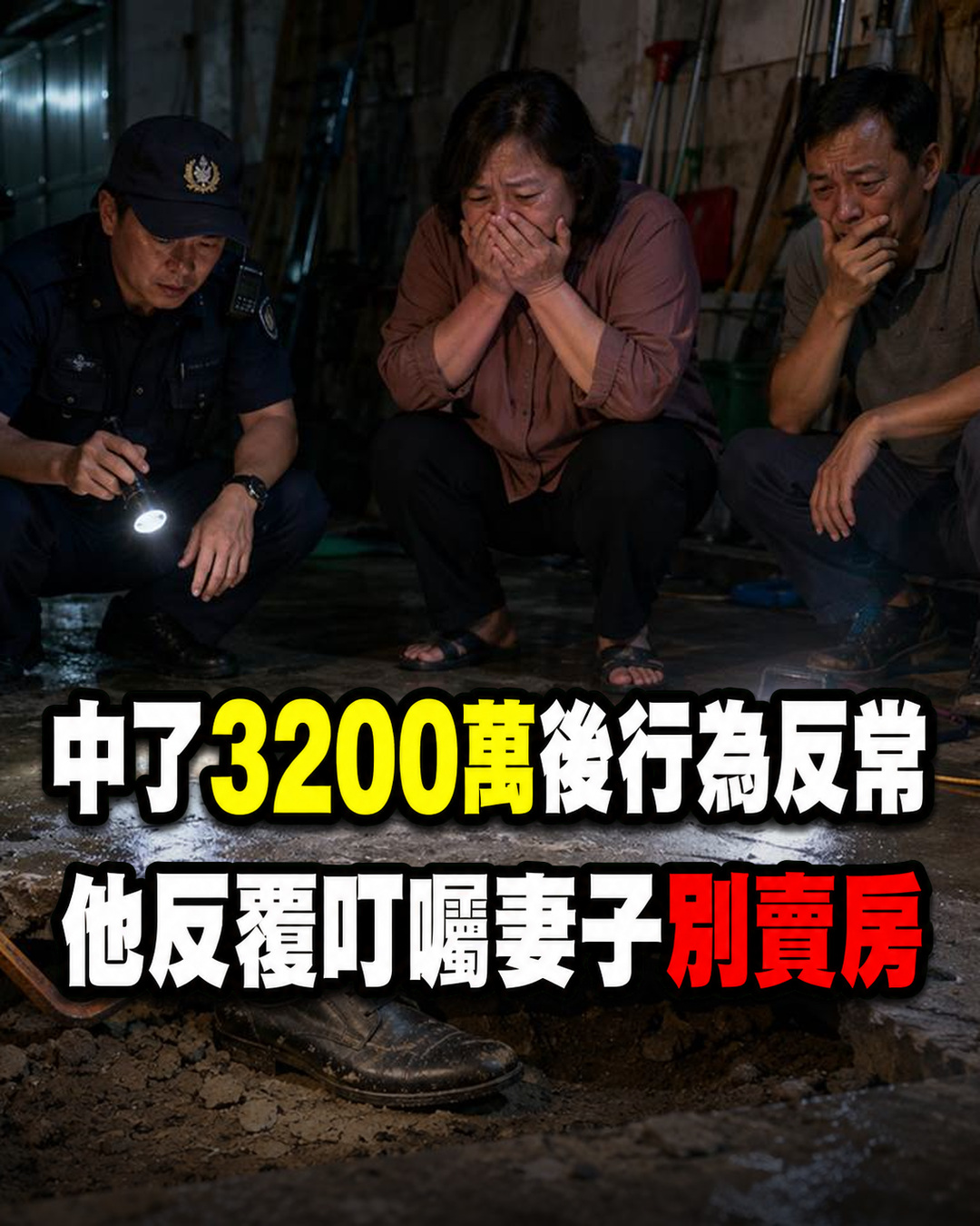 高雄一名45歲男子中了3,200萬元樂透,領獎後整個人像變了一樣,不但天天提領現金、半夜頻繁外出,還反覆對妻子說:「如果哪天我突然不見了,妳千萬不要賣房子。」