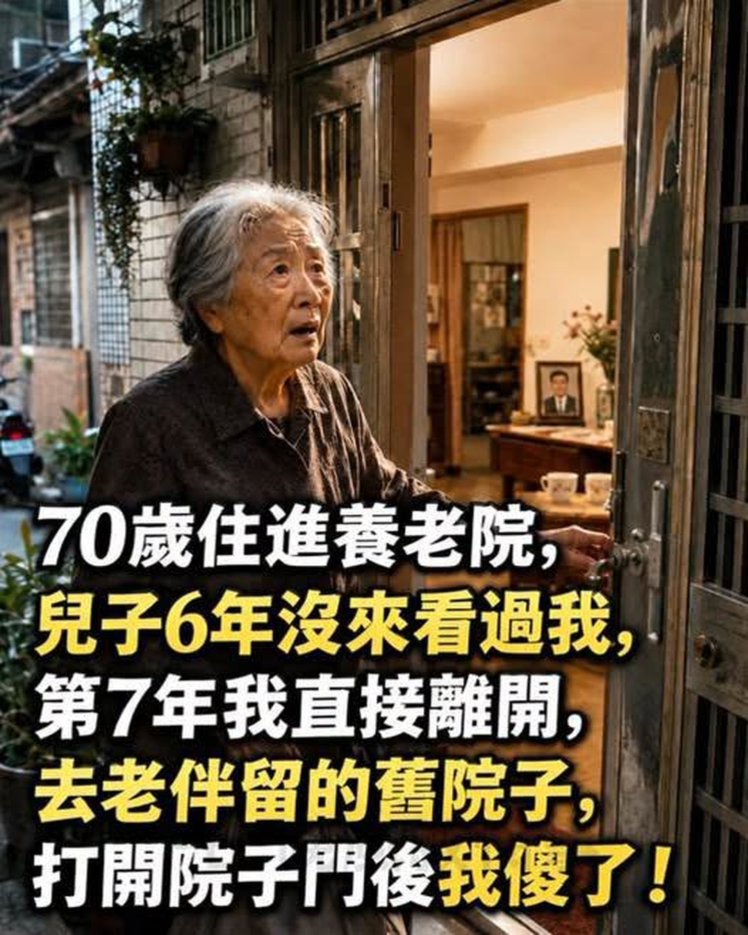 70歲母親住養老院6年無人探望，第7年回到舊院子，兒子出現後她開口了