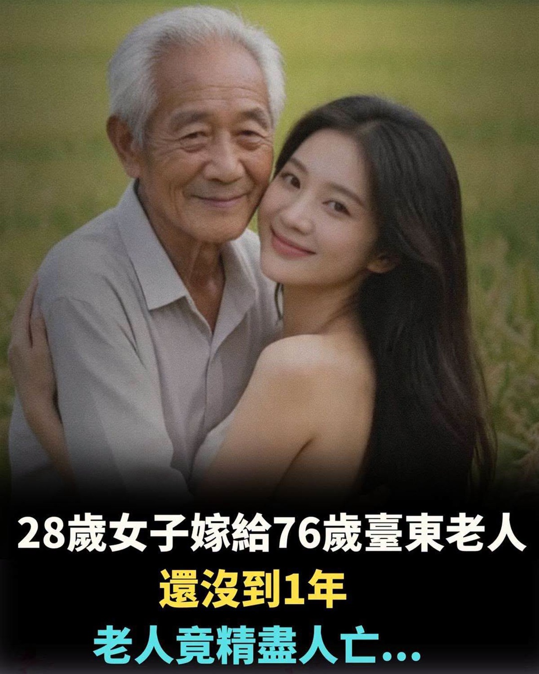 28歲女子嫁給76歲台東老人,還沒到1年,老人竟突然離世...