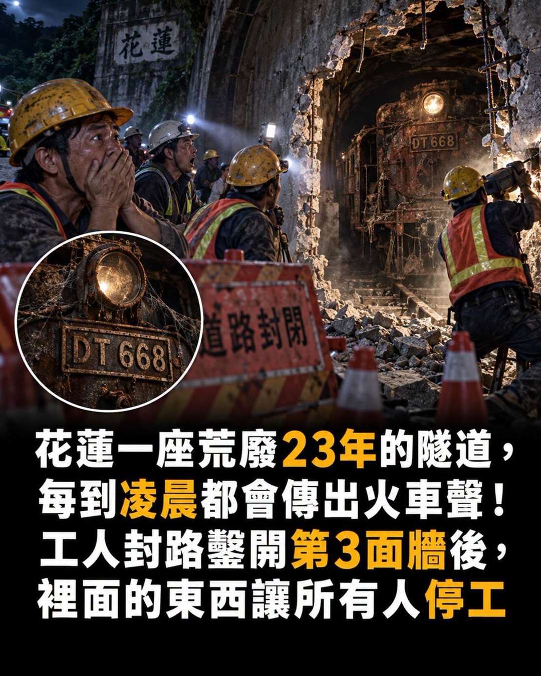 封閉23年的花蓮隧道凌晨傳怪聲,鑿開第3道牆後竟留著不該出現的東西