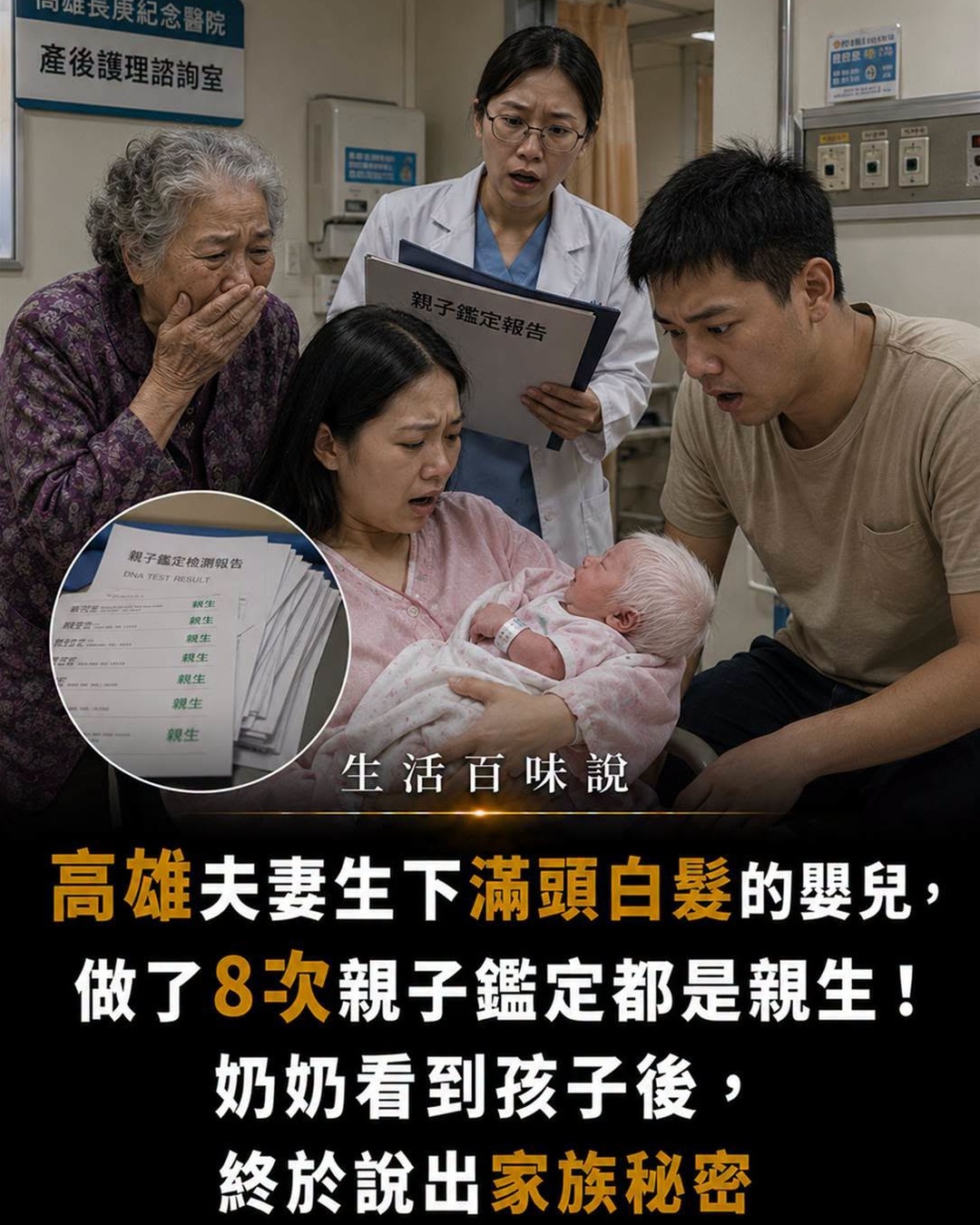 高雄夫妻生下滿頭白髮的嬰兒,做了8次親子鑑定都是親生!奶奶看到孩子後終於說出家族秘密