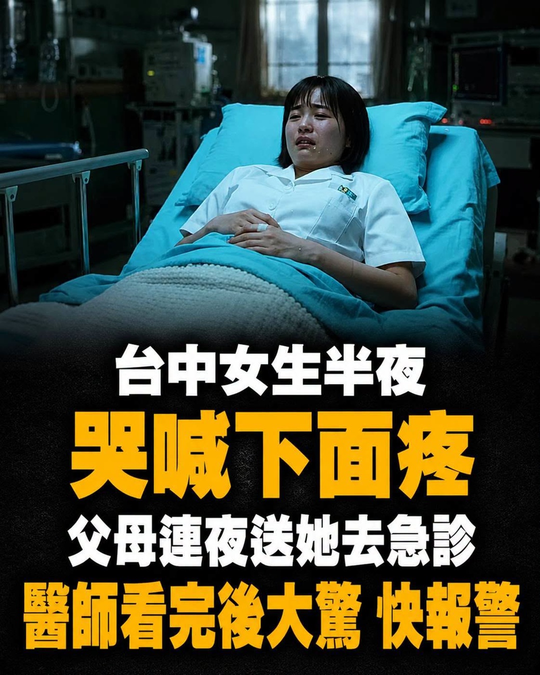 台中女高中生半夜哭喊下面疼,父母連夜送她去急診,醫師看完後大驚,快報警