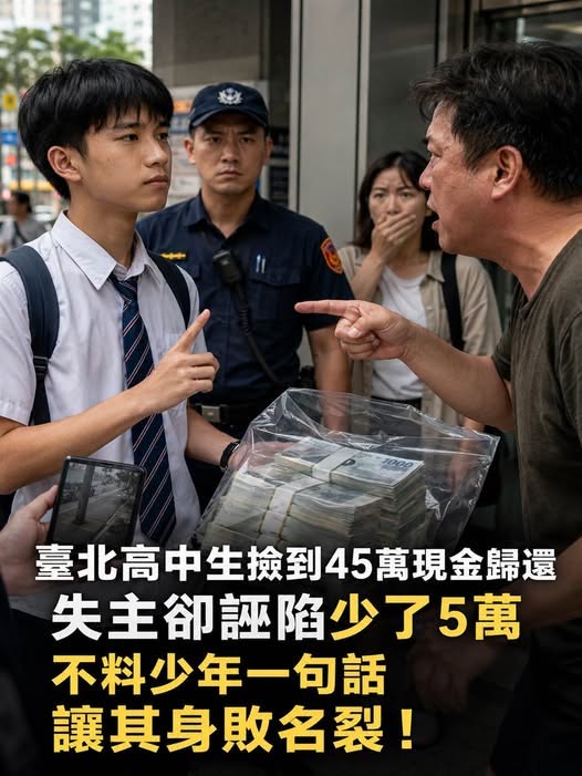 高中生撿回45萬現金遭反咬少了5萬,調解現場他一句話讓失主的破綻藏不住