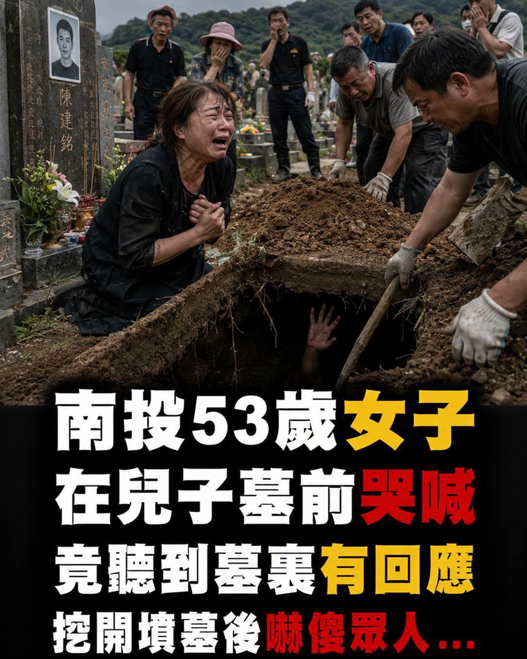 南投53歲母親清明掃墓聽見兒子喊「媽」，堅持挖開墓地後，鐵盒裡藏著三年秘密