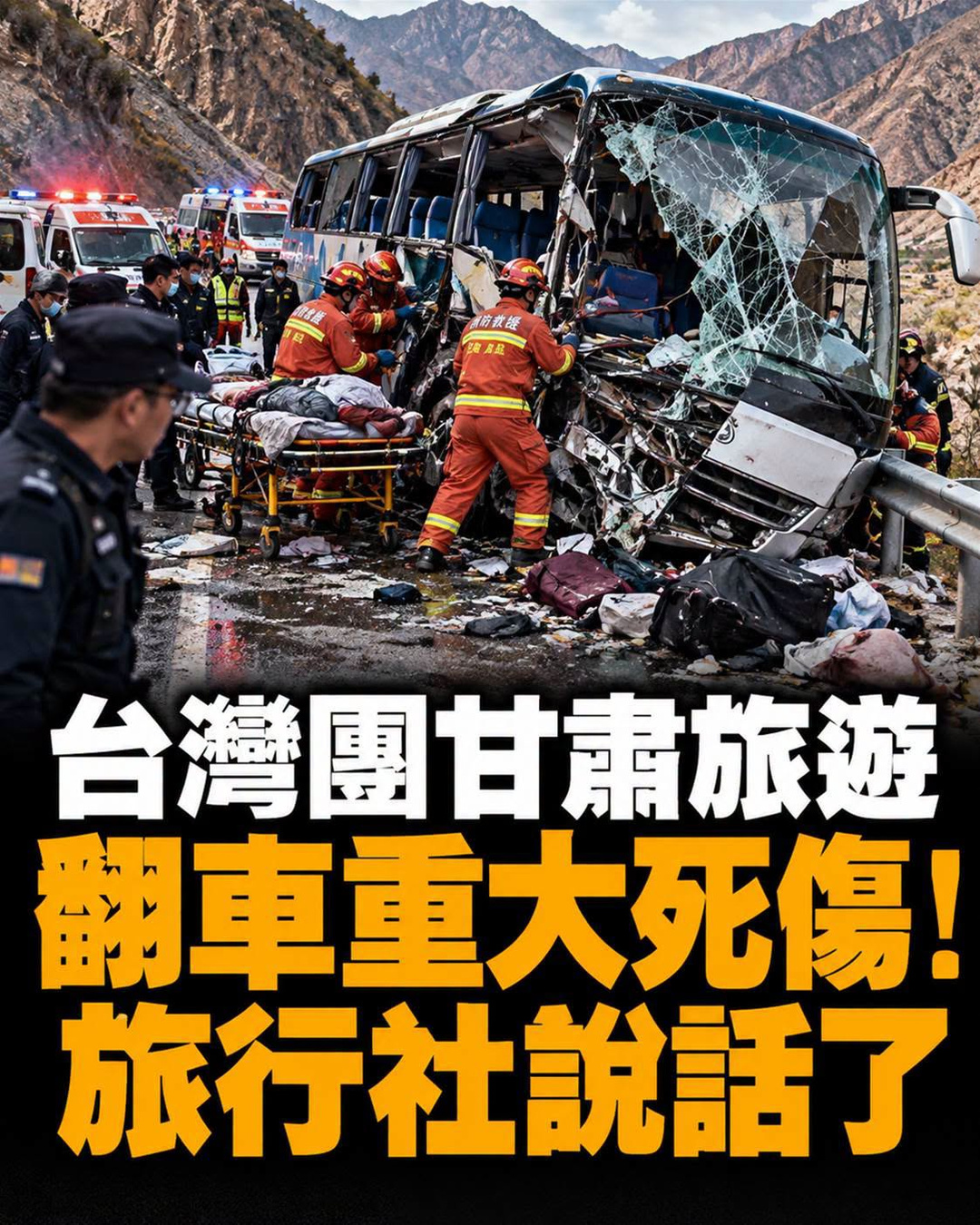 甘肅旅遊換乘遊園車竟翻覆，1死12傷，苗栗警官夫妻受傷家屬急赴蘭州