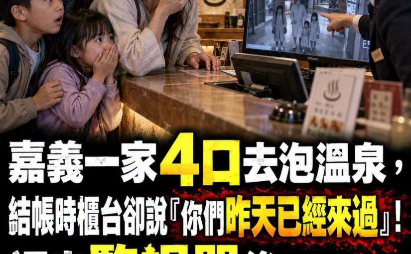 嘉義一家4口泡溫泉，櫃檯說「昨天已經來過」，監視器畫面讓媽媽腿軟