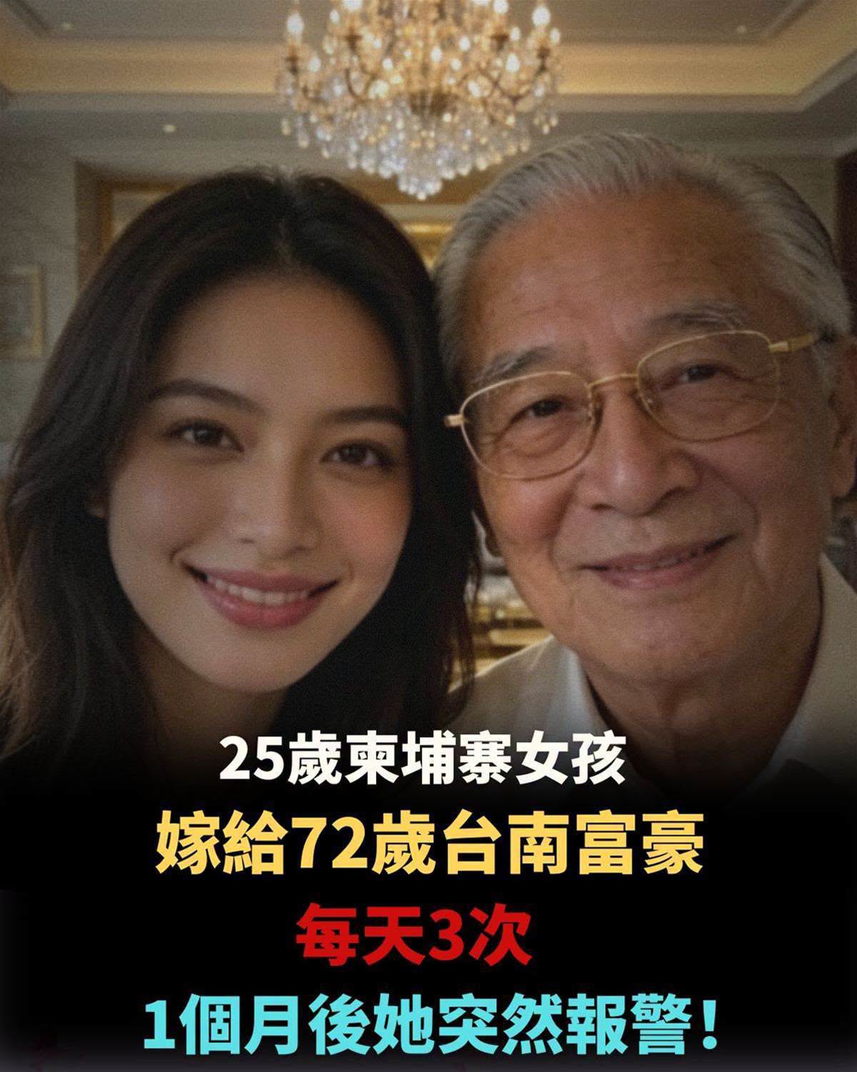 25歲柬埔寨女孩嫁給72歲台南富豪，每天3次，1個月後她突然報警！