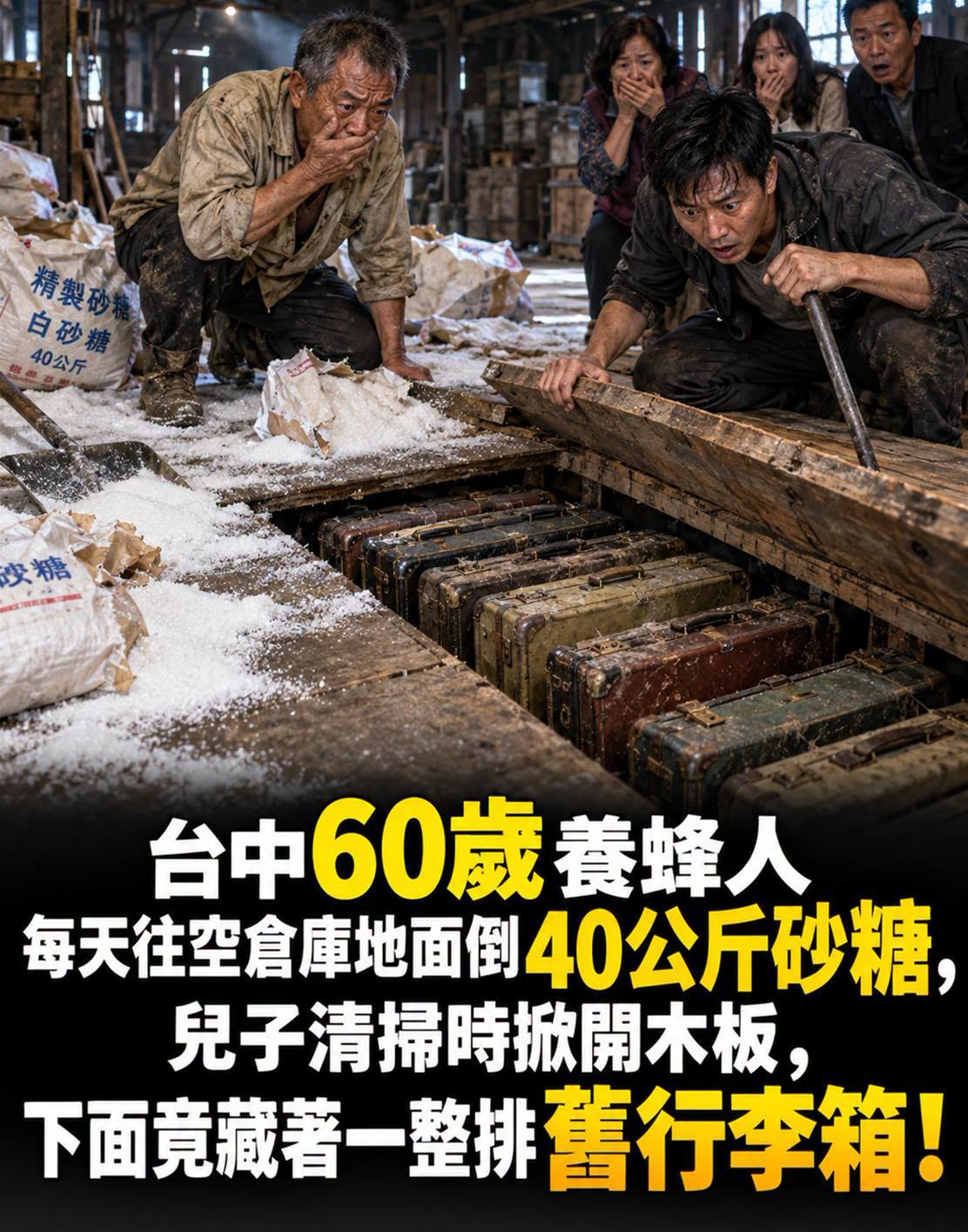 臺中養蜂人天天往空倉庫撒砂糖,木板下12只行李箱藏著20年前秘密