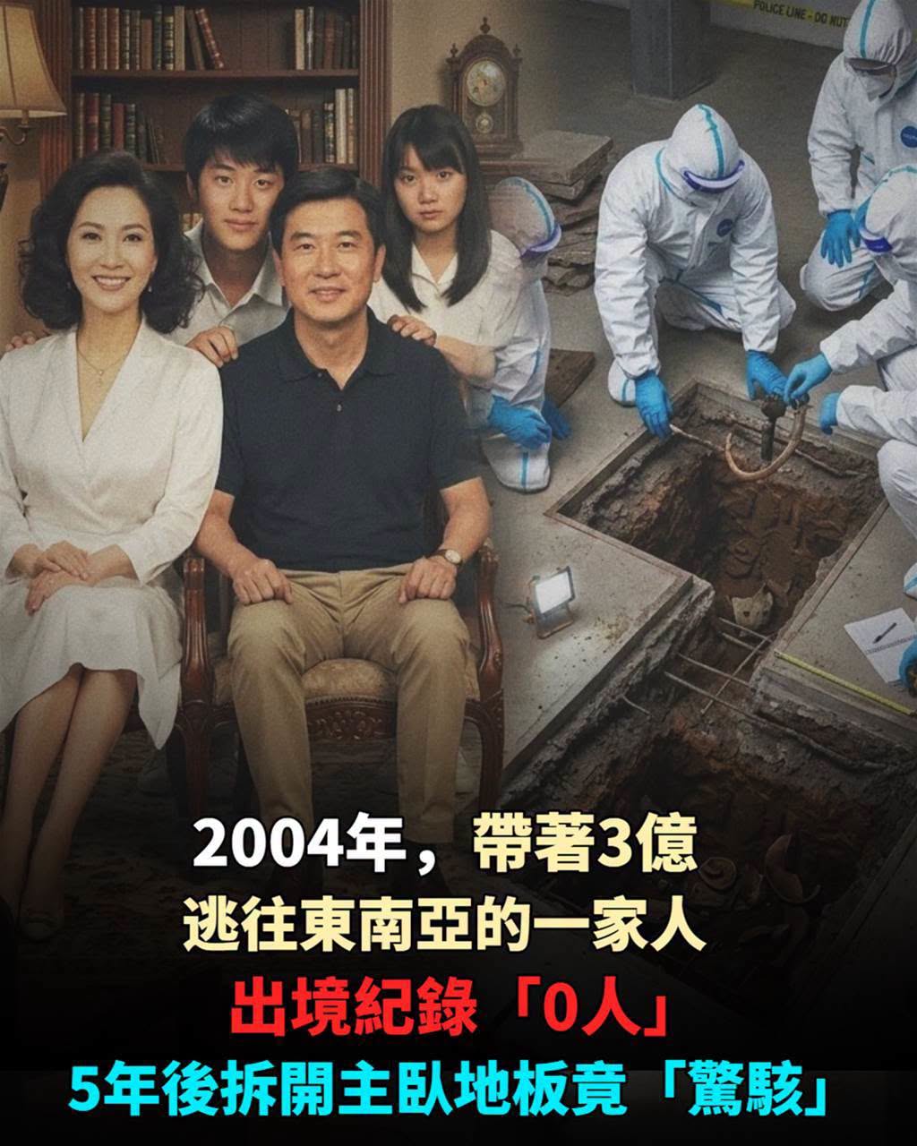 2004年一家四口被指帶走3億,出境紀錄卻是0,5年後地板下木箱揭開真相