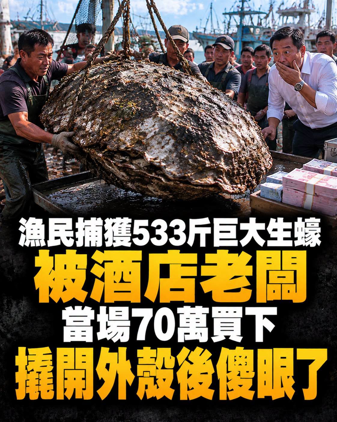 60歲漁民為救孫闖進「鬼見愁」,533斤巨蠔賣70萬,開殼後真相反轉