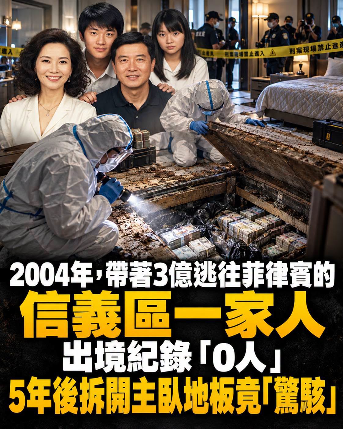 2004年信義區一家四口帶3億消失，出境紀錄竟是「0人」，5年後地板下真相曝光