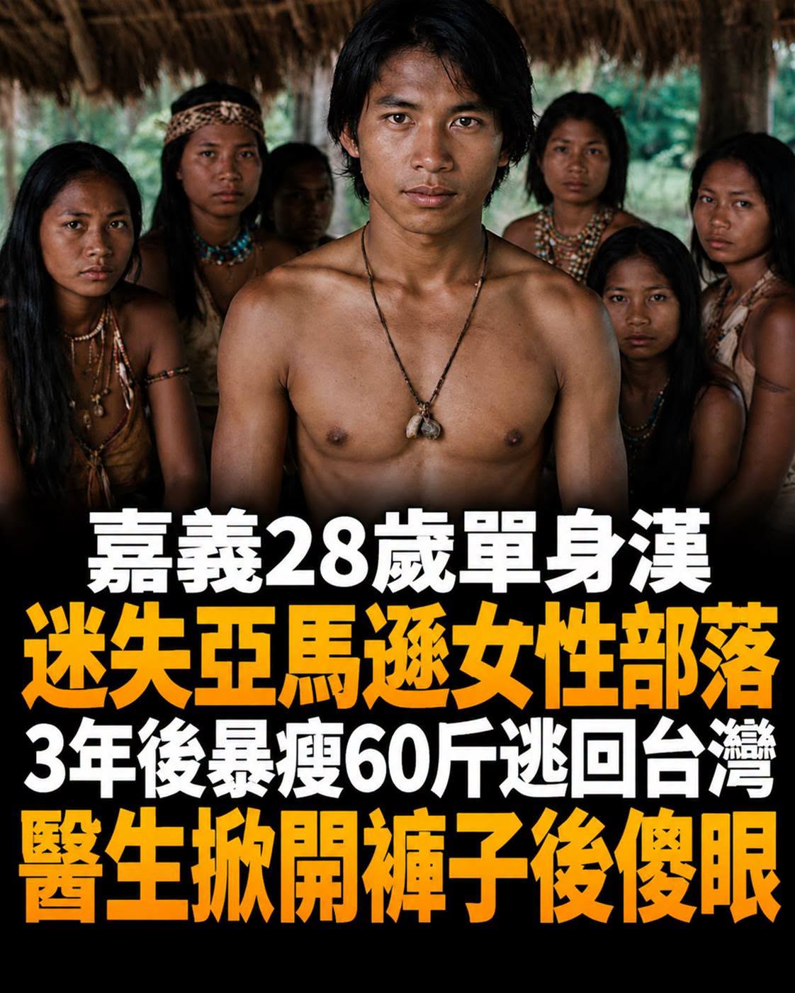 嘉義28歲男闖進亞馬遜女性部落,失蹤3年暴瘦近30公斤,回台檢查結果曝光