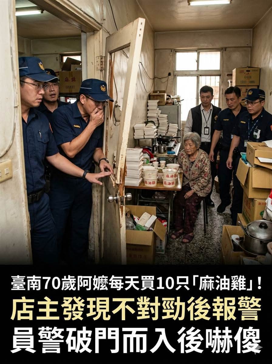 臺南70歲阿嬤天天買10隻麻油雞,店主一句追問後報警,破門見到屋內一幕