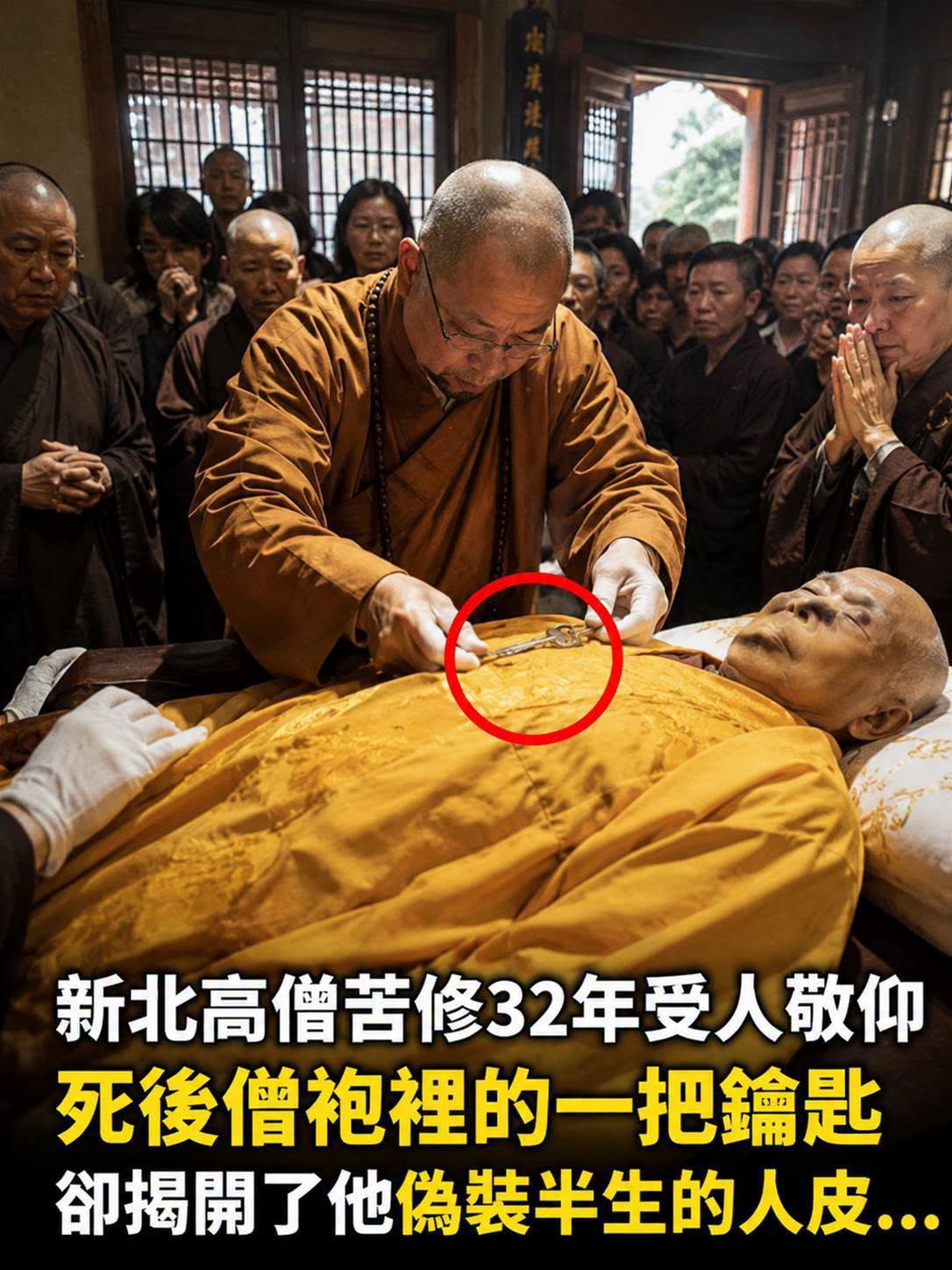 高僧苦修32年，圓寂後僧袍掉出一把舊鑰匙，寺外空屋藏著另一個人生