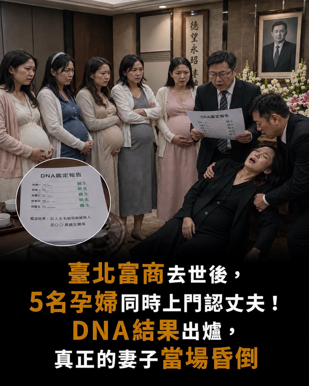 68歲富商猝逝,5名孕婦同時上門認丈夫,DNA報告揭開妻子最痛真相