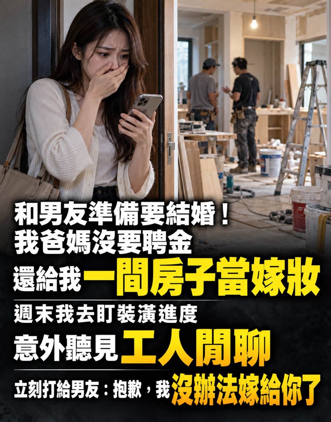 父母掏出全部存款買房當嫁妝,裝潢時聽見工人一句話,她的婚事急轉彎