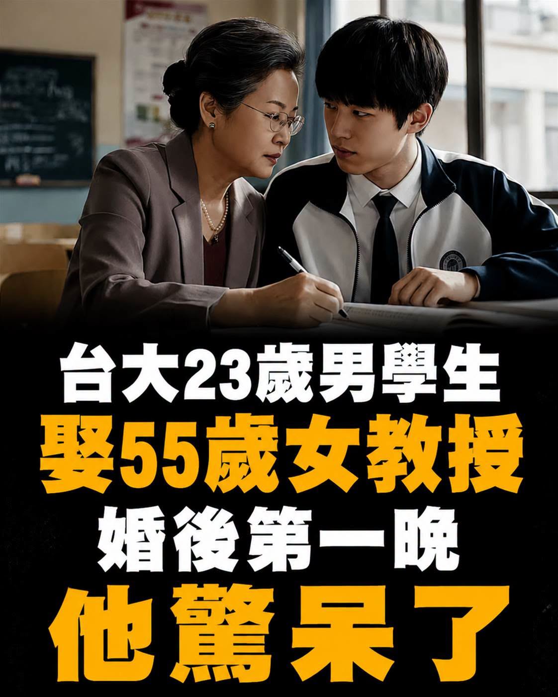 23歲台大男學生娶55歲女教授，新婚夜翻出泛黃日記，32歲差婚姻藏著誰的影子？