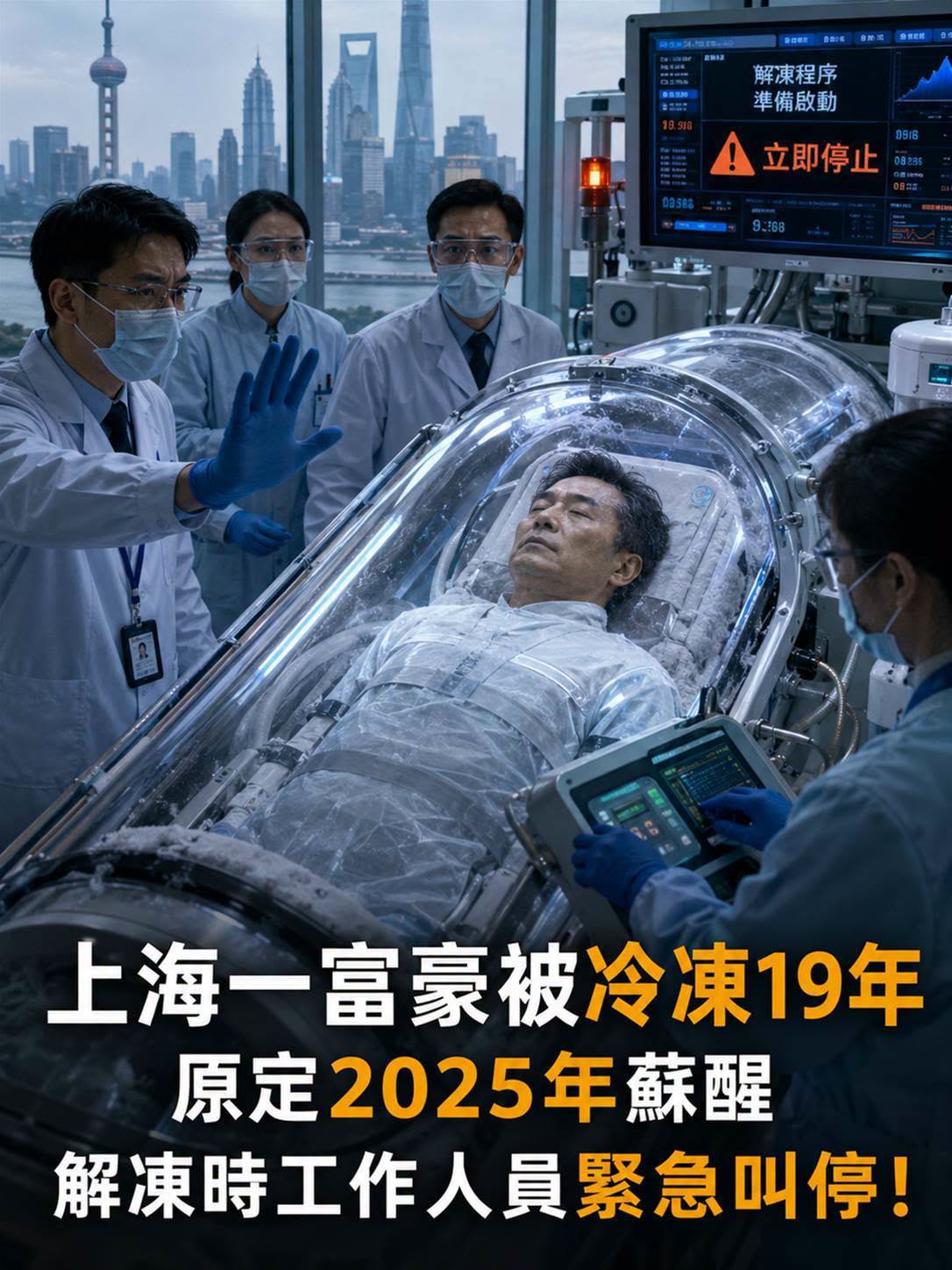 上海富豪冷凍19年等2025年醒來，解凍前工作人員急喊停…協議上的1句話讓家屬沉默