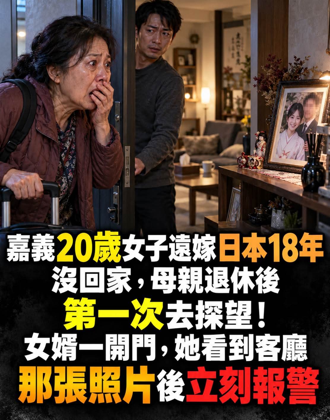 嘉義女子20歲遠嫁日本,18年後母親首次上門,客廳那張照片讓她直接報警